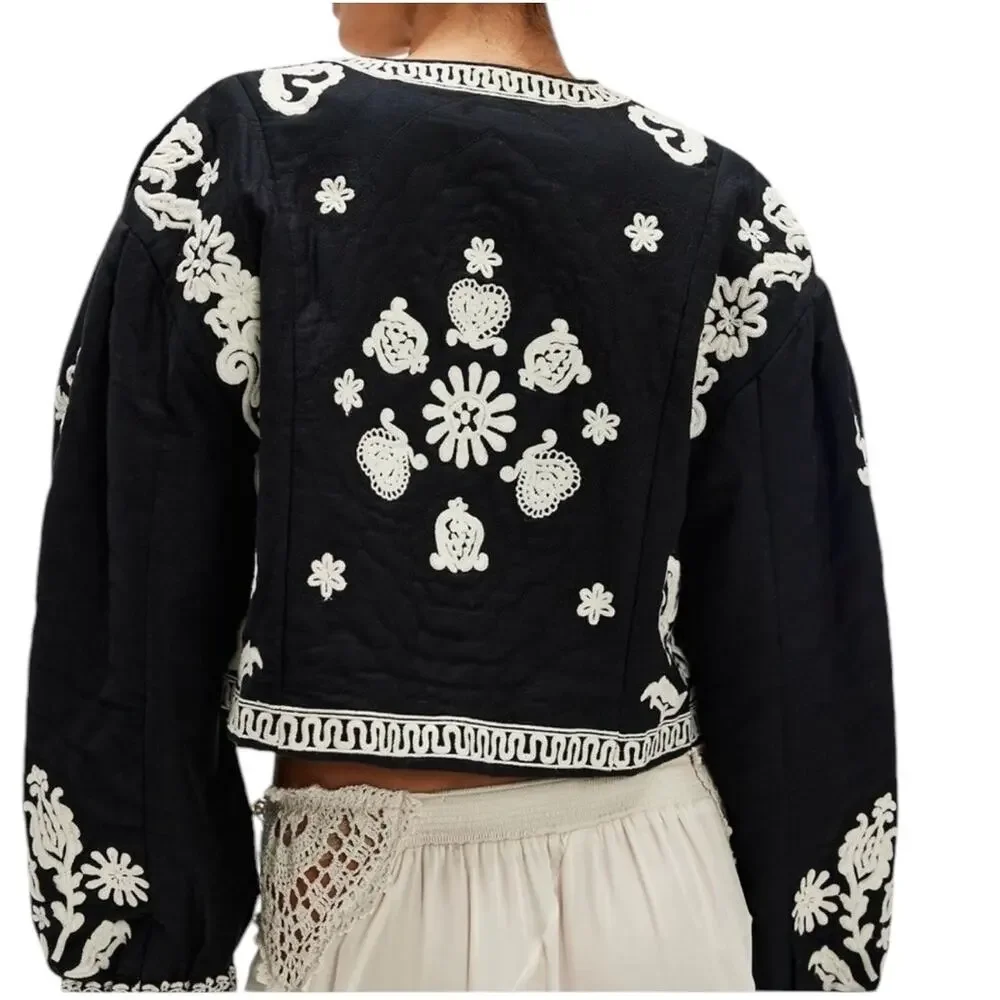 Free People Bali Mabel Jacket Large Cottahecore Boho Cowgirl Flounce Sleeve - Picture 2 of 11